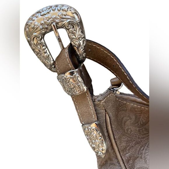 SERGIOS  Collection leather small hobo style shoulder bag w/silver tone buckle - Picture 6 of 11